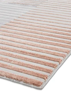 Think Rugs Apollo Grey/Pink Modern Linear Rug