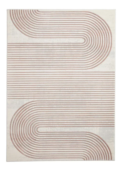 Think Rugs Apollo Grey/Rose Modern Linear Rectangle Rug