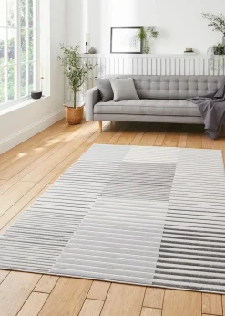 Think Rugs Apollo Ivory Modern Linear Rug