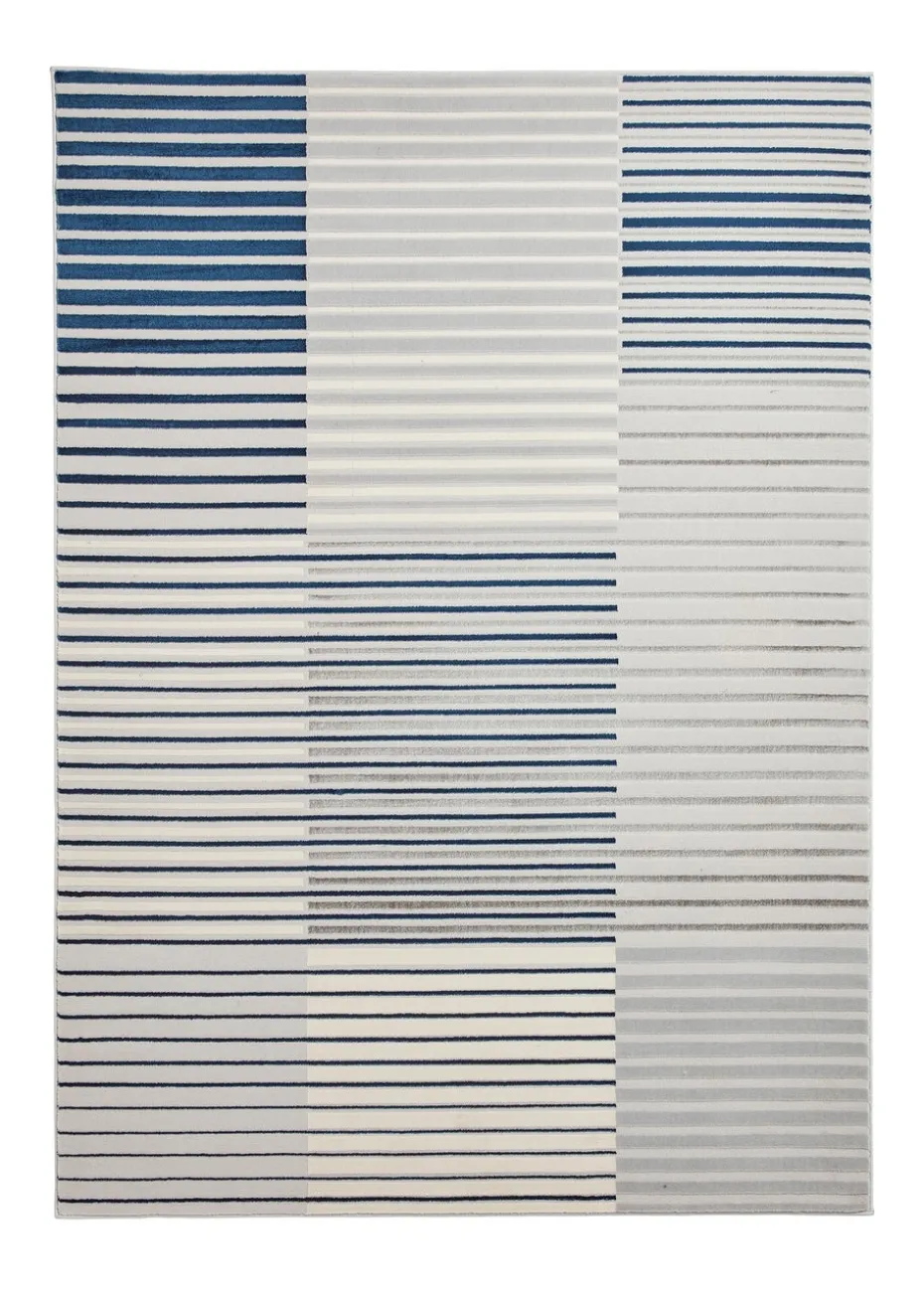 Think Rugs Apollo Navy Modern Linear Rug