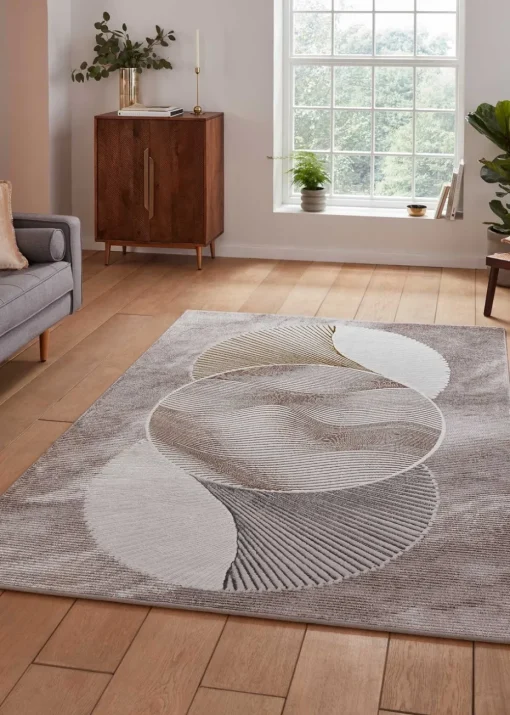 Think Rugs Creation Gold/Brown Modern Geometric Rug