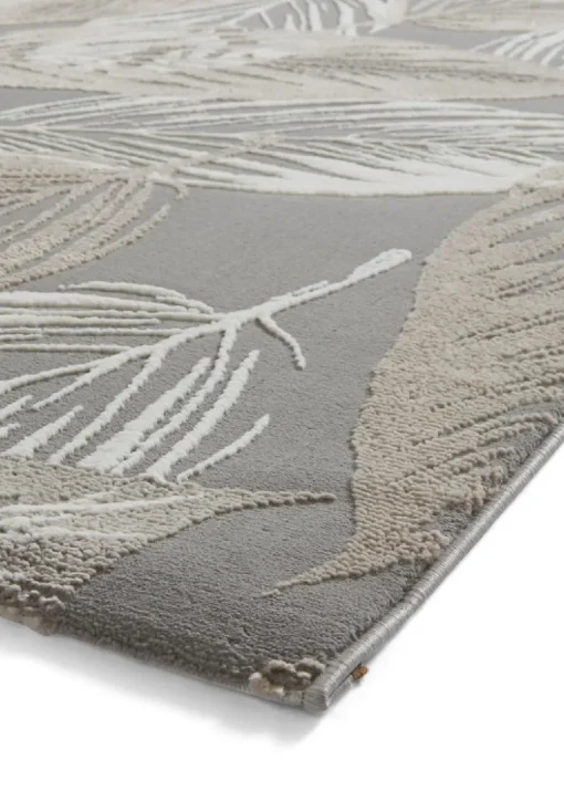 Think Rugs Flores Grey Botanical Washable Rug