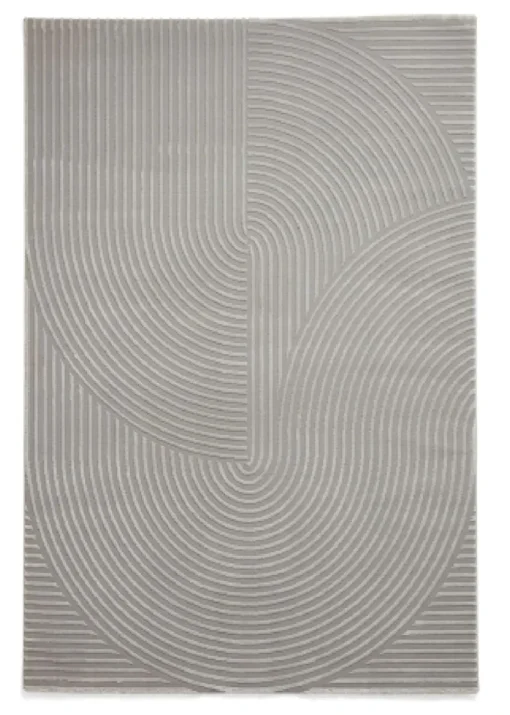 Think Rugs Flores Grey Modern Rectangle Rug