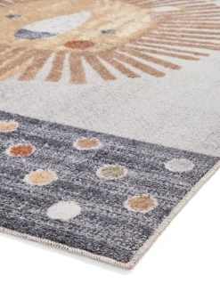 Think Rugs Grey Vida Kids Lion Washable Rug