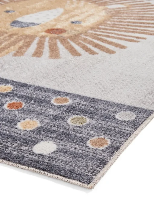 Think Rugs Grey Vida Kids Lion Washable Rug