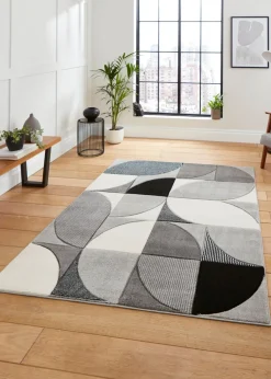 Think Rugs Matrix Grey/ Black Modern Geometric Rug