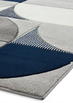 Think Rugs Matrix Navy Modern Geometric Rug
