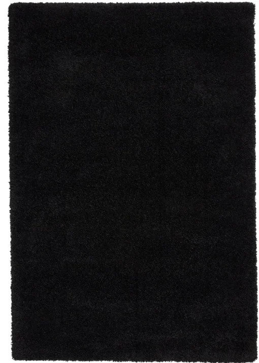 Think Rugs Sierra Black Plain Shaggy Rectangle Rug