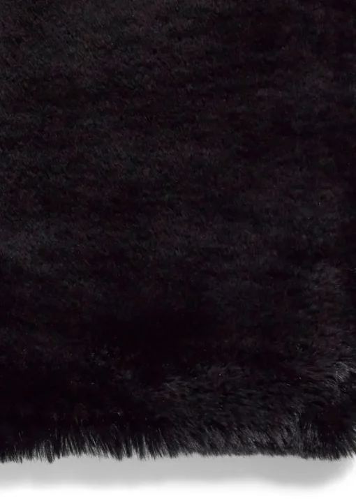 Think Rugs Super Teddy Black Plain Shaggy Rectangle Rug