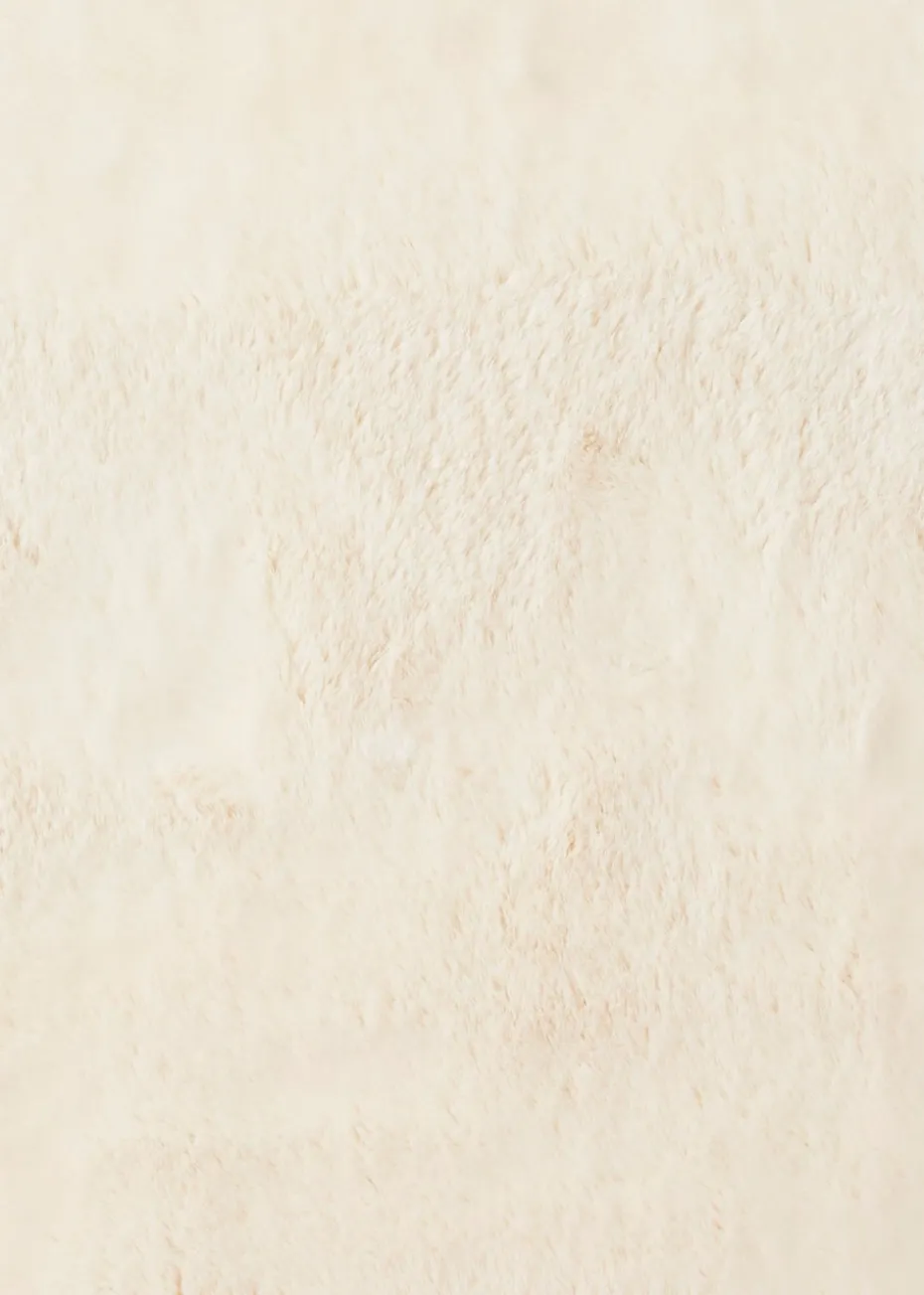 Think Rugs Super Teddy Ivory Plain Shaggy Rectangle Rug