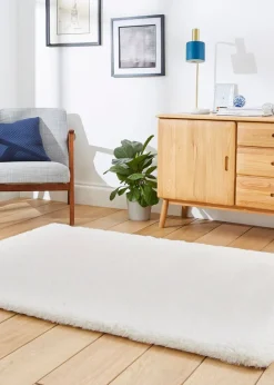 Think Rugs Super Teddy Ivory Plain Shaggy Rectangle Rug