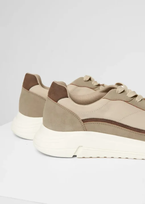 Threadbare Beige Retro Panelled Court Trainers