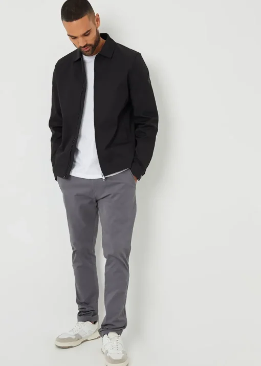 Threadbare Black Collared Lightweight Showerproof Zip-Through Jacket