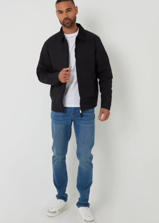 Threadbare Black Cotton Corduroy Collar Lightweight Jacket