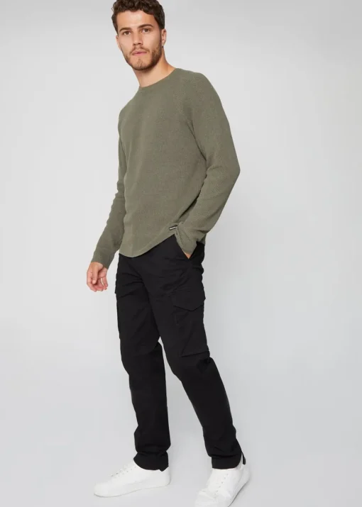 Threadbare Black Cotton Cargo Trousers With Stretch
