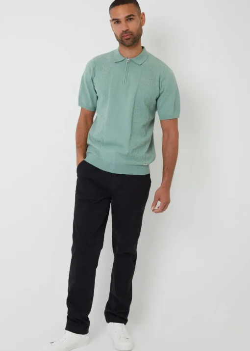 Threadbare Black Cotton Elasticated Waist Chino Trousers