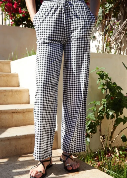 Threadbare Black Cotton Jersey Wide Leg Trousers