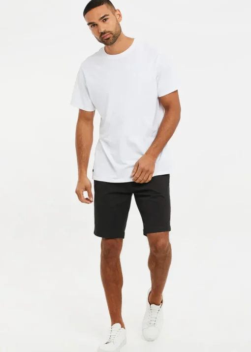 Threadbare Black Cotton NorthSea Slim Fit Chino Shorts