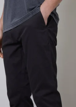 Threadbare Black Cotton Regular Fit Chino Trousers with Stretch