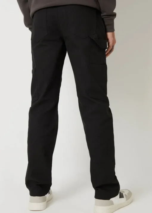 Threadbare Black Cotton Straight Leg Chino Cargo Trousers With Stretch