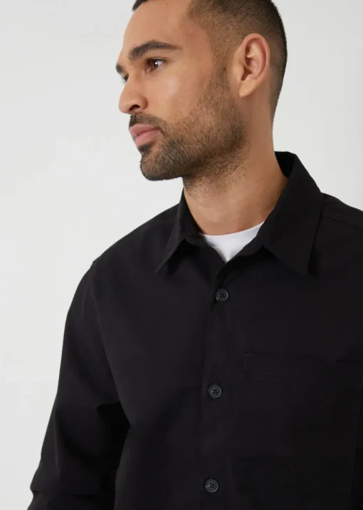 Threadbare Black Cotton Twill Shacket