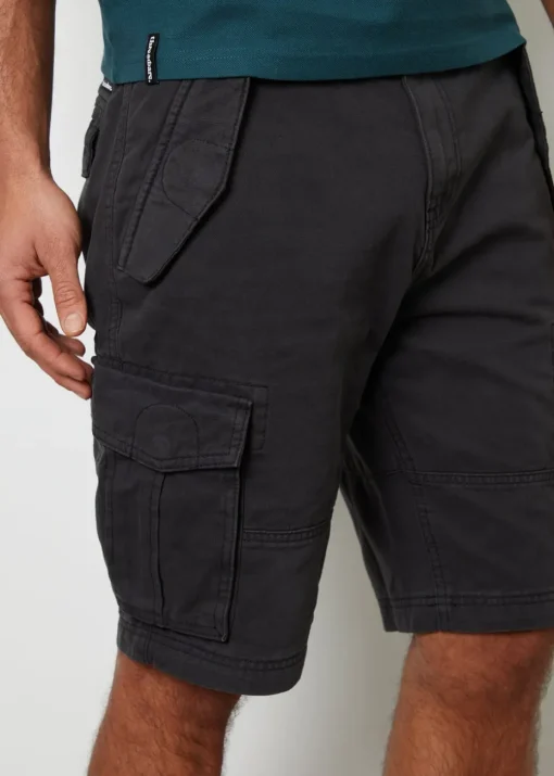Threadbare Black Cotton Twill Utility Cargo Shorts