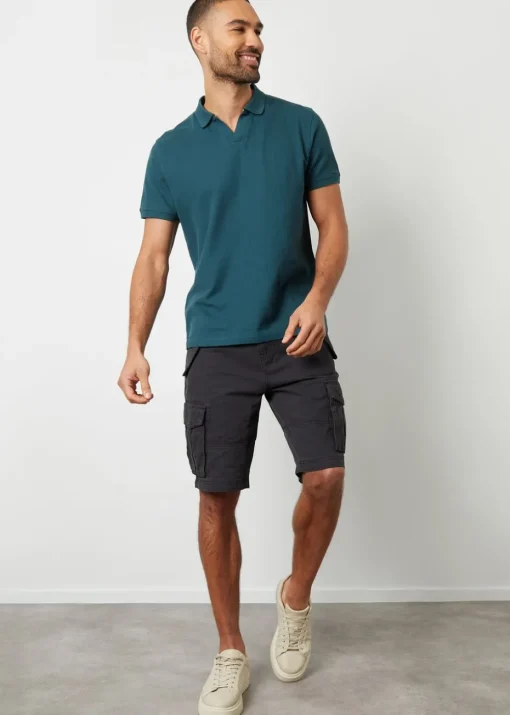 Threadbare Black Cotton Twill Utility Cargo Shorts