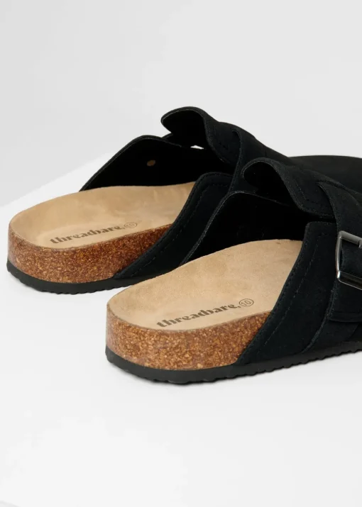 Threadbare Black Faux Suede Mule Sandals