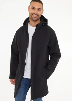 Threadbare Black  Hooded Tie Waist Coat With Stretch