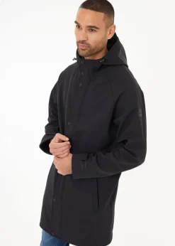 Threadbare Black Hooded Tie Waist Coat With Stretch