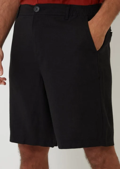 Threadbare Black Linen Blend Chino Shorts