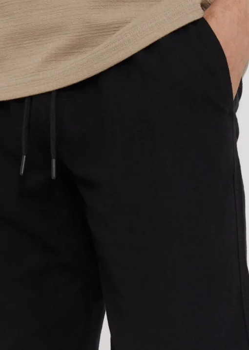 Threadbare Black Linen Blend Drawcord Trousers
