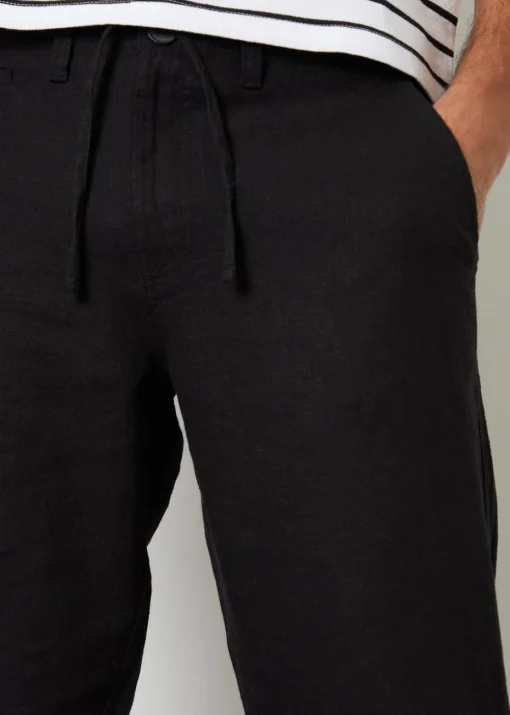 Threadbare Black Linen Blend Trousers