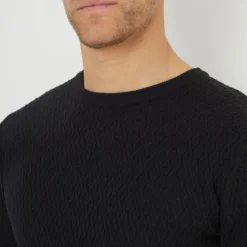 Threadbare Black Mini Cable Knit Crew Neck Jumper