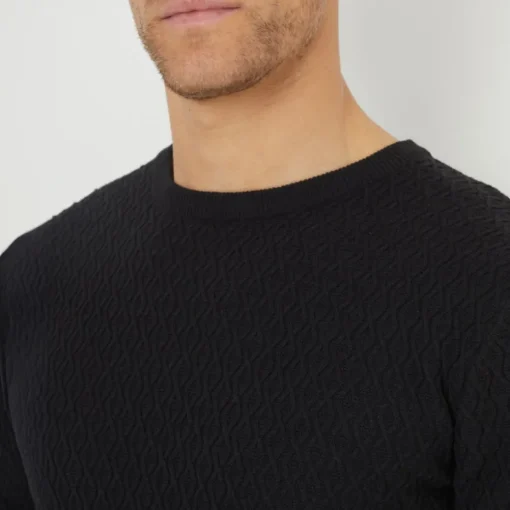 Threadbare Black Mini Cable Knit Crew Neck Jumper