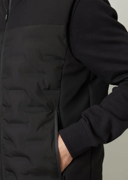 Threadbare Black Quilted Panel Funnel Neck Gilet