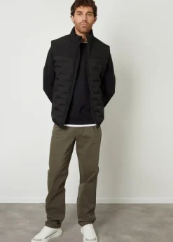 Threadbare Black Quilted Panel Funnel Neck Gilet