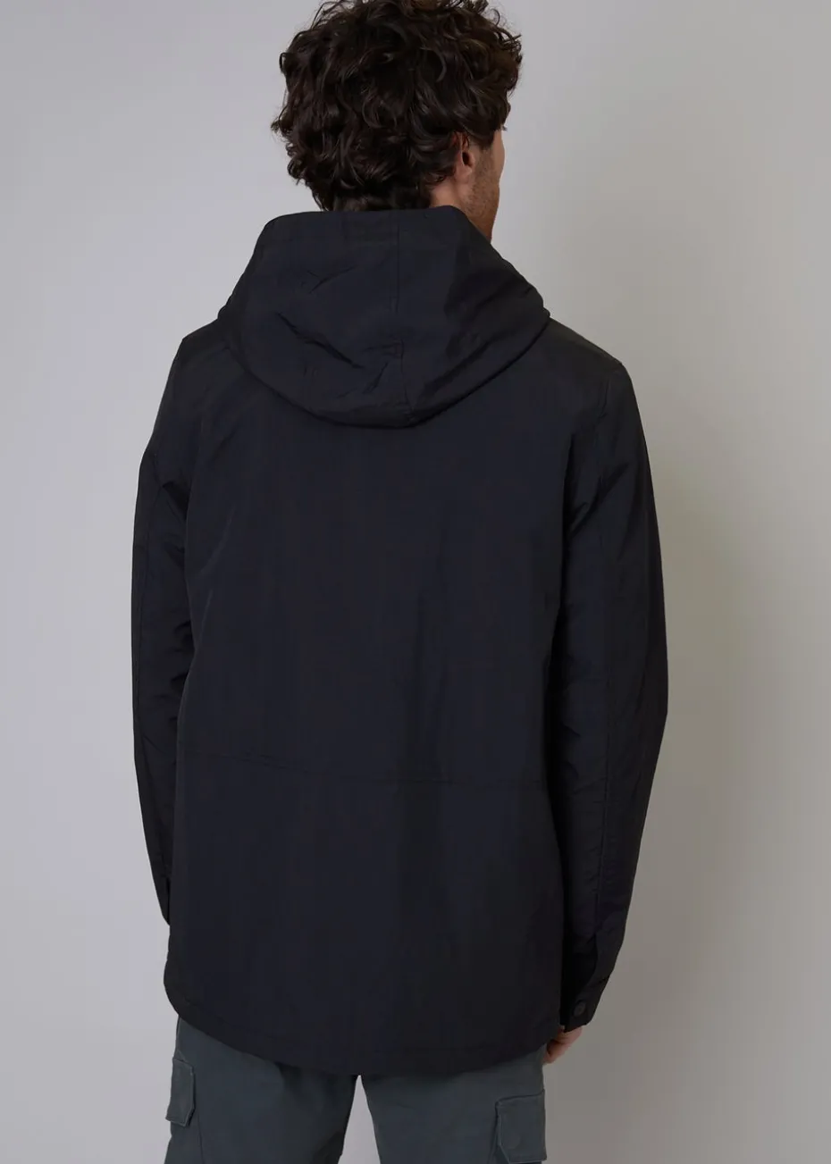 Threadbare Black Talon Hooded Lightweight Jacket with Fleece Lined Hood