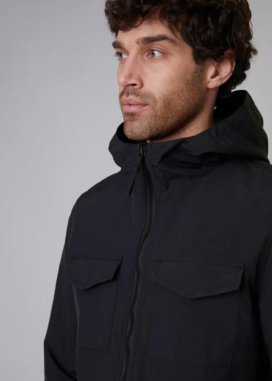 Threadbare Black Talon Hooded Lightweight Jacket with Fleece Lined Hood