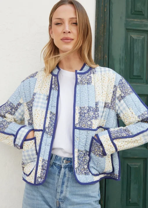 Threadbare Blue Floral Patchwork Quilted Jacket