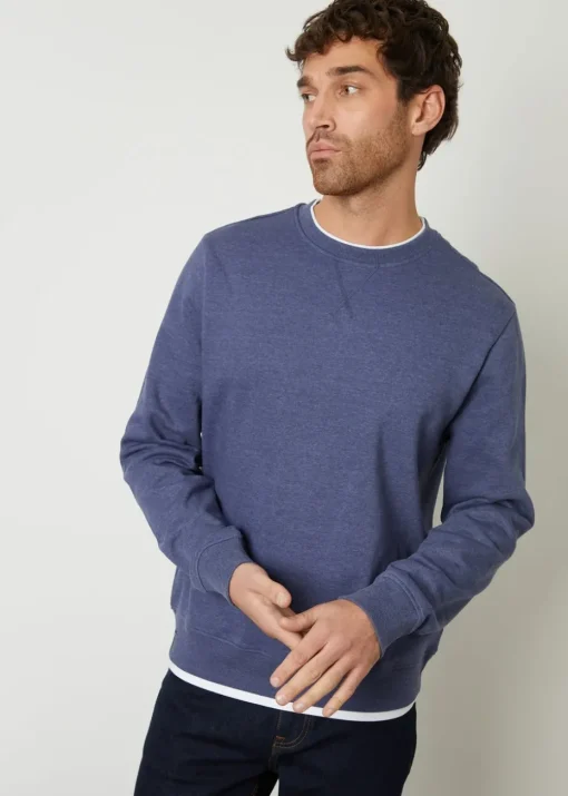 Threadbare Blue Mock T-Shirt Crew Neck Sweatshirt