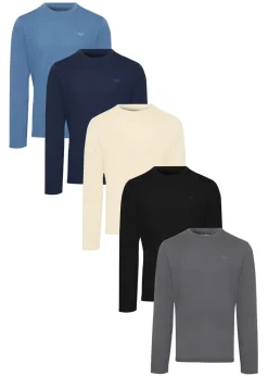 Threadbare Blue 5-Pack Assorted Long Sleeve Cotton T Shirts