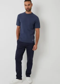 Threadbare Blue Textured Front Knitted T-Shirt