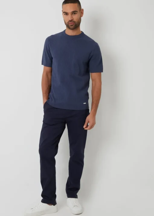Threadbare Blue Textured Front Knitted T-Shirt