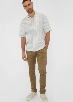 Threadbare Brown Castello Cotton Slim Fit Chino Trousers With Stretch