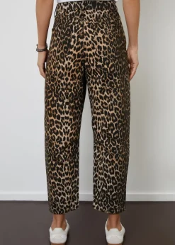Threadbare Brown Leopard Print Barrel Leg Denim Jeans