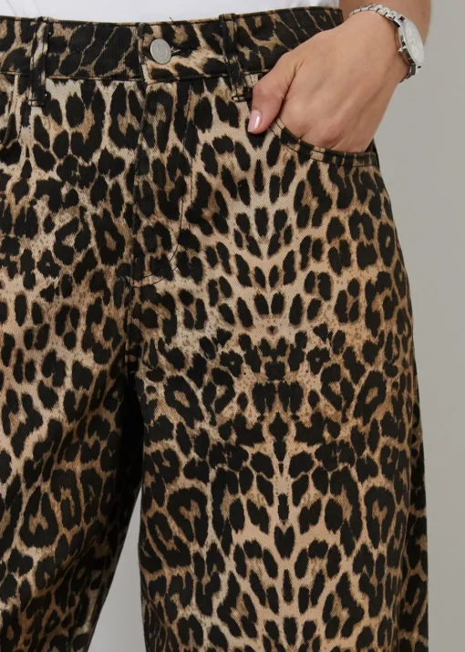 Threadbare Brown Leopard Print Barrel Leg Denim Jeans
