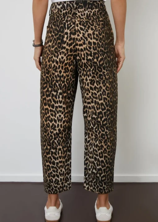 Threadbare Brown Leopard Print Barrel Leg Denim Jeans