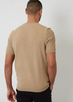 Threadbare Brown Textured Knitted T-Shirt