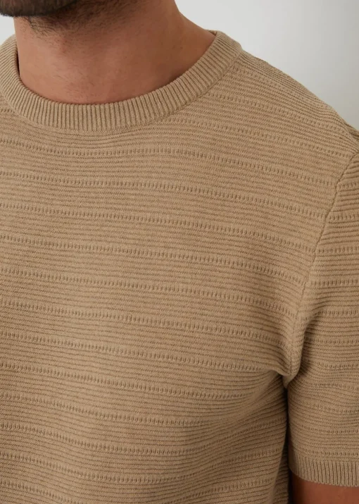 Threadbare Brown Textured Knitted T-Shirt
